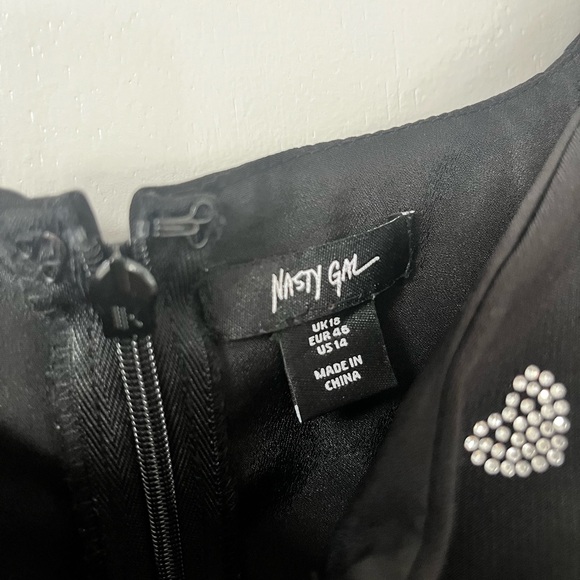 Nasty Gal Black Romper Playsuit with Silver Celestial Rhinestone Designs - Picture 3 of 8